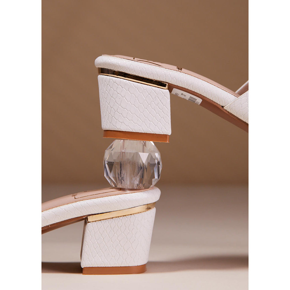 House of Vian Ember White Block Heels Sandals