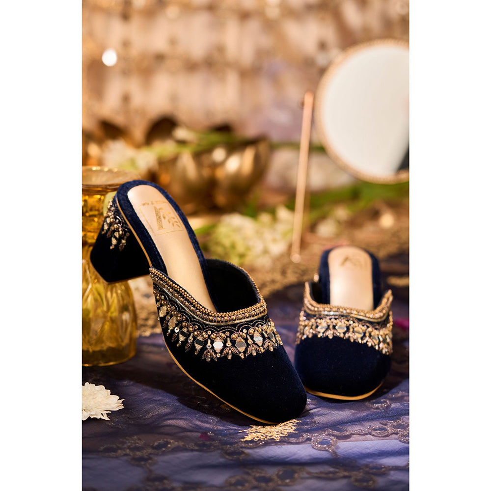 House of Vian Falak Navy Blue Mules