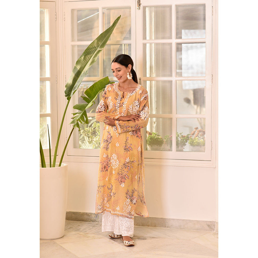 House of Chikankari Eliza Chikankari Mulmul Straight Kurta