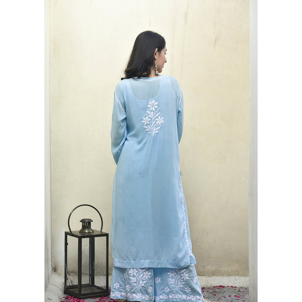House of Chikankari Malak Chikankari Modal Straight Kurta and Palazzo (Set of 2)