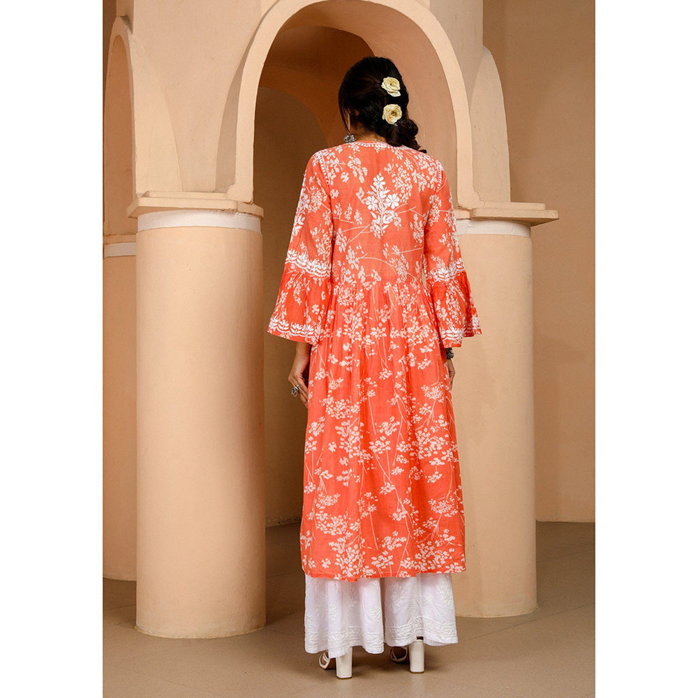 House of Chikankari Zainab Chikankari Mulmul Angrakha Kurta