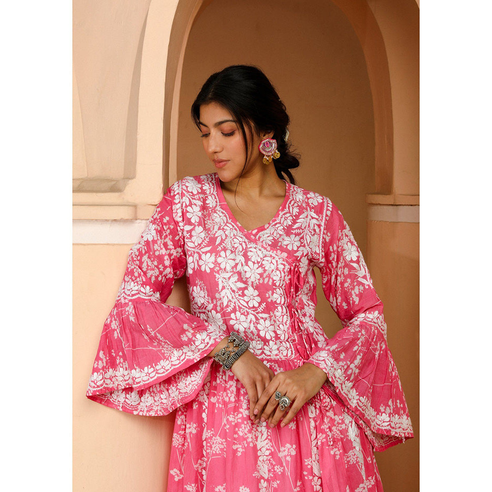 House of Chikankari Zainab Chikankari Mulmul Angrakha Kurta