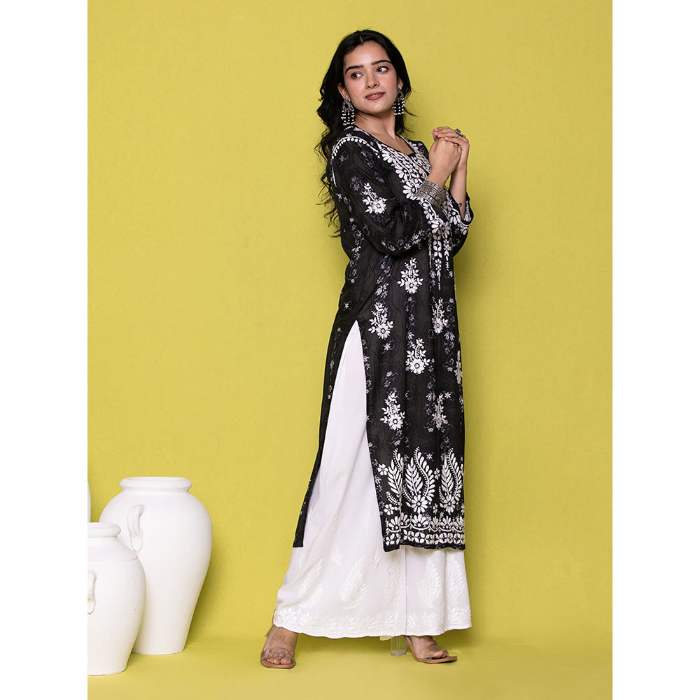 House of Chikankari Riyad Chikankari Mulmul Straight Kurta