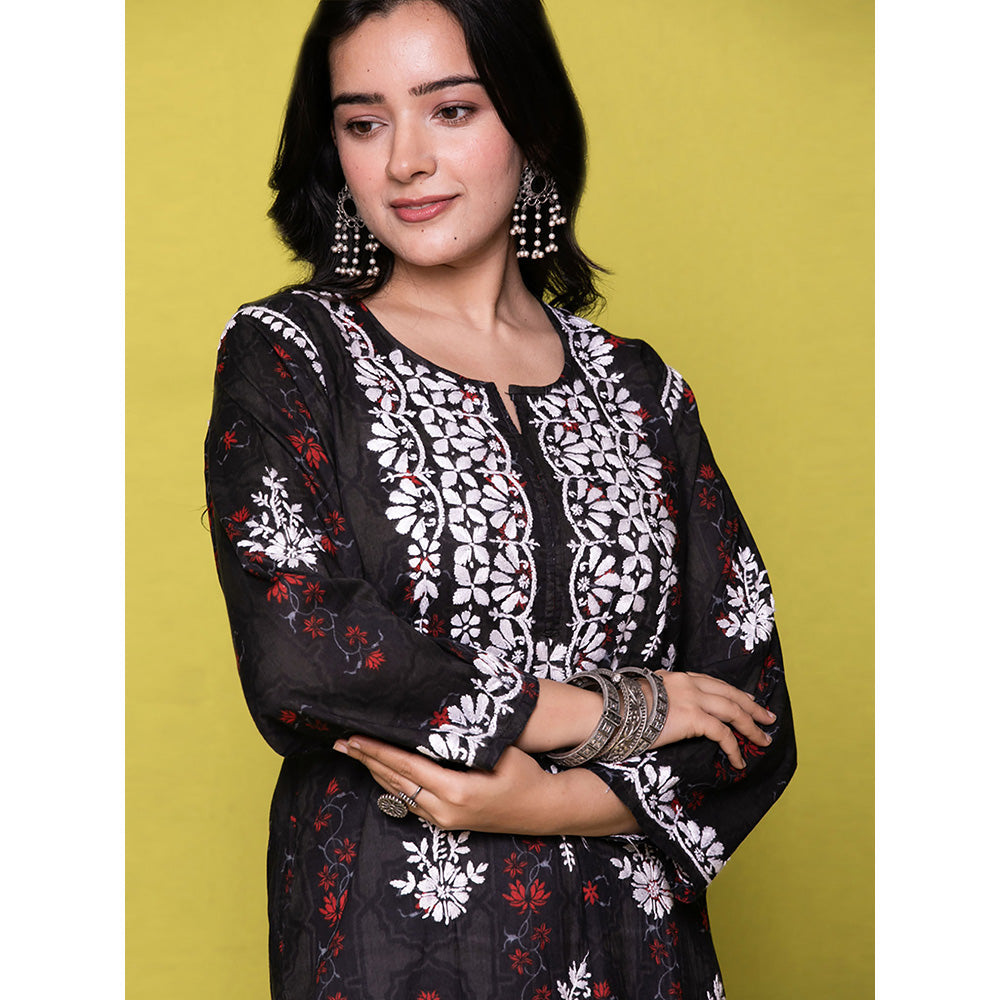 House of Chikankari Riyad Chikankari Mulmul Straight Kurta
