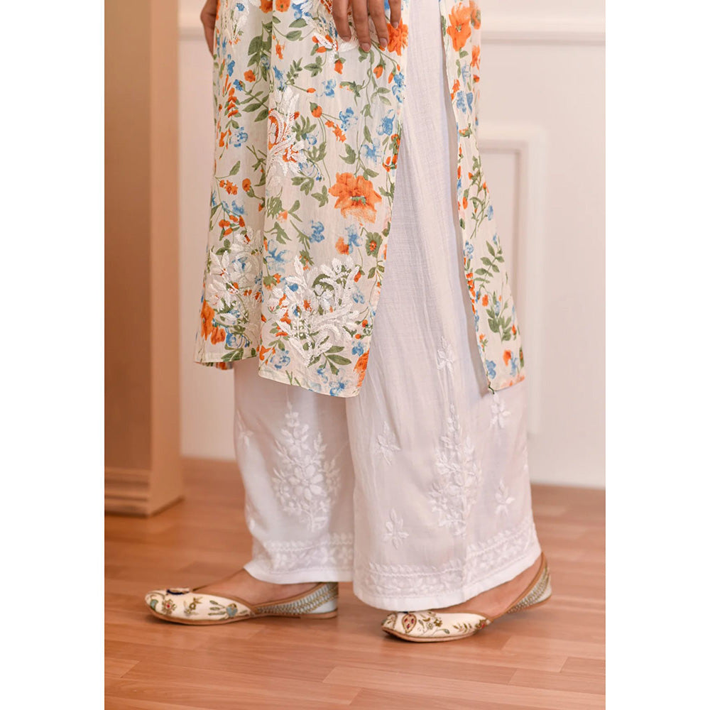 House of Chikankari Najat Chikankari Rayon Wide Palazzo