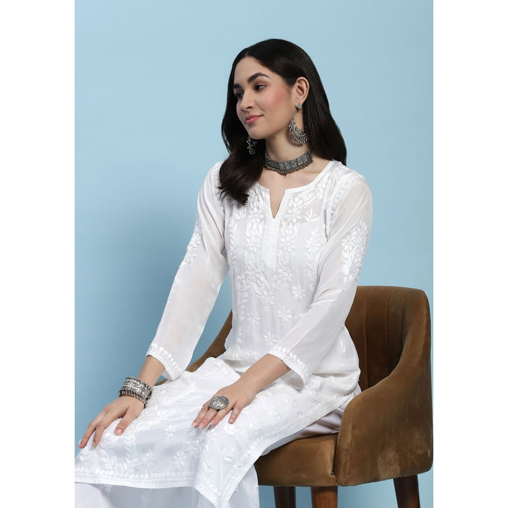 Chikankari Woven Long Kurta