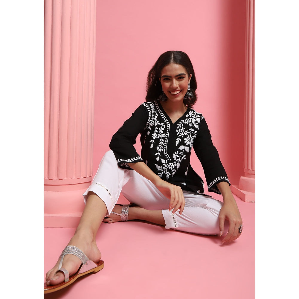 Chikankari Woven Short Kurta