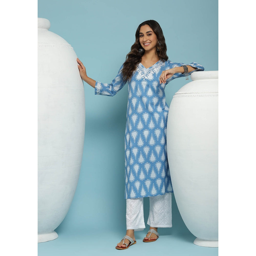 Chikankari Printed Long Kurta