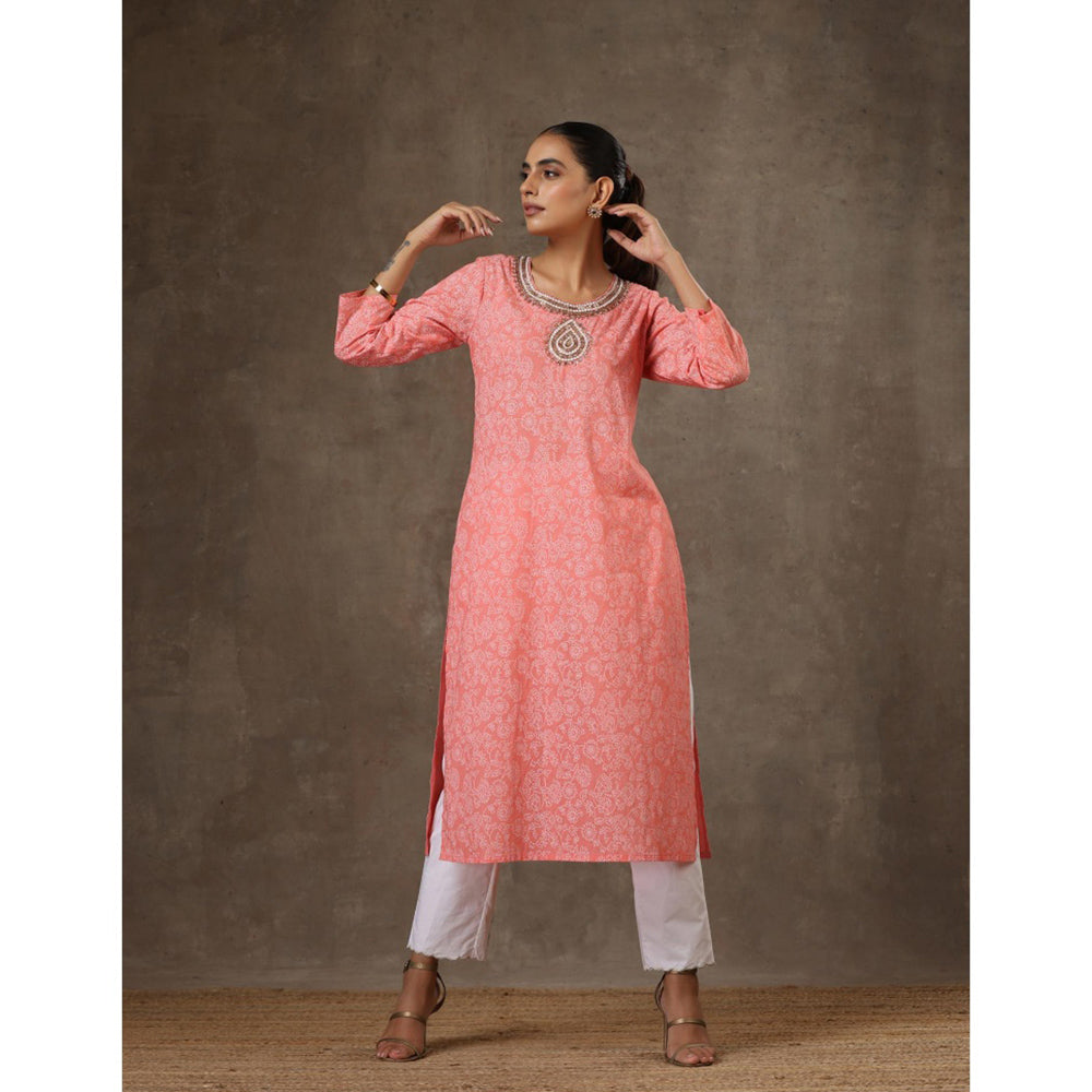 HOC Crafts Hand Embroidered Printed Long Kurta
