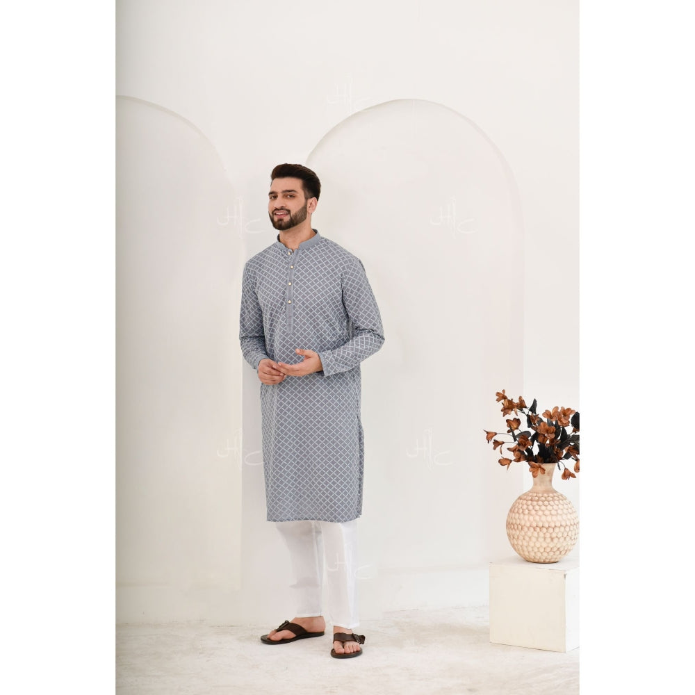 Chikankari Cotton Straight Men's Kurta