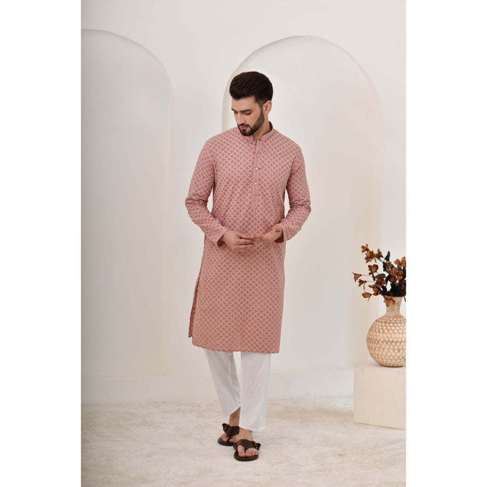 Chikankari Cotton Straight Men's Kurta