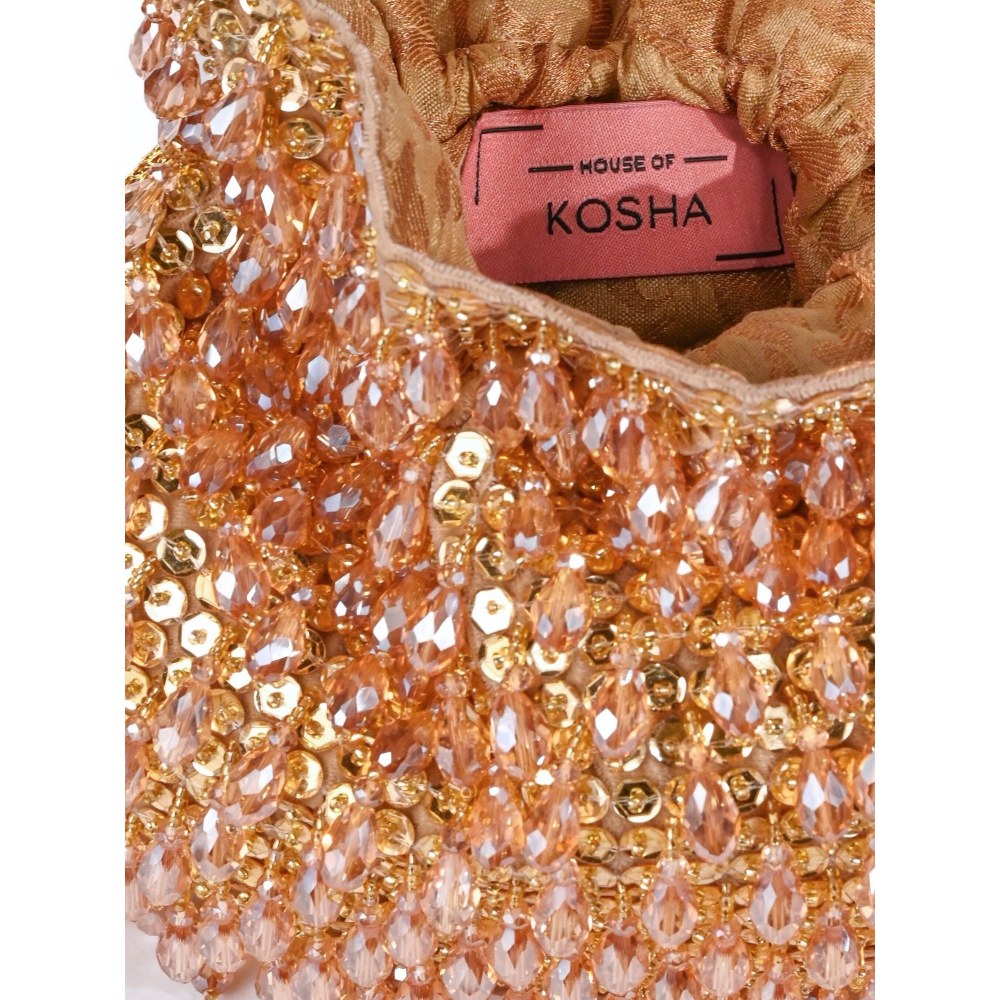 House Of Kosha Haya Gold Embellished Crystal Potli Bag