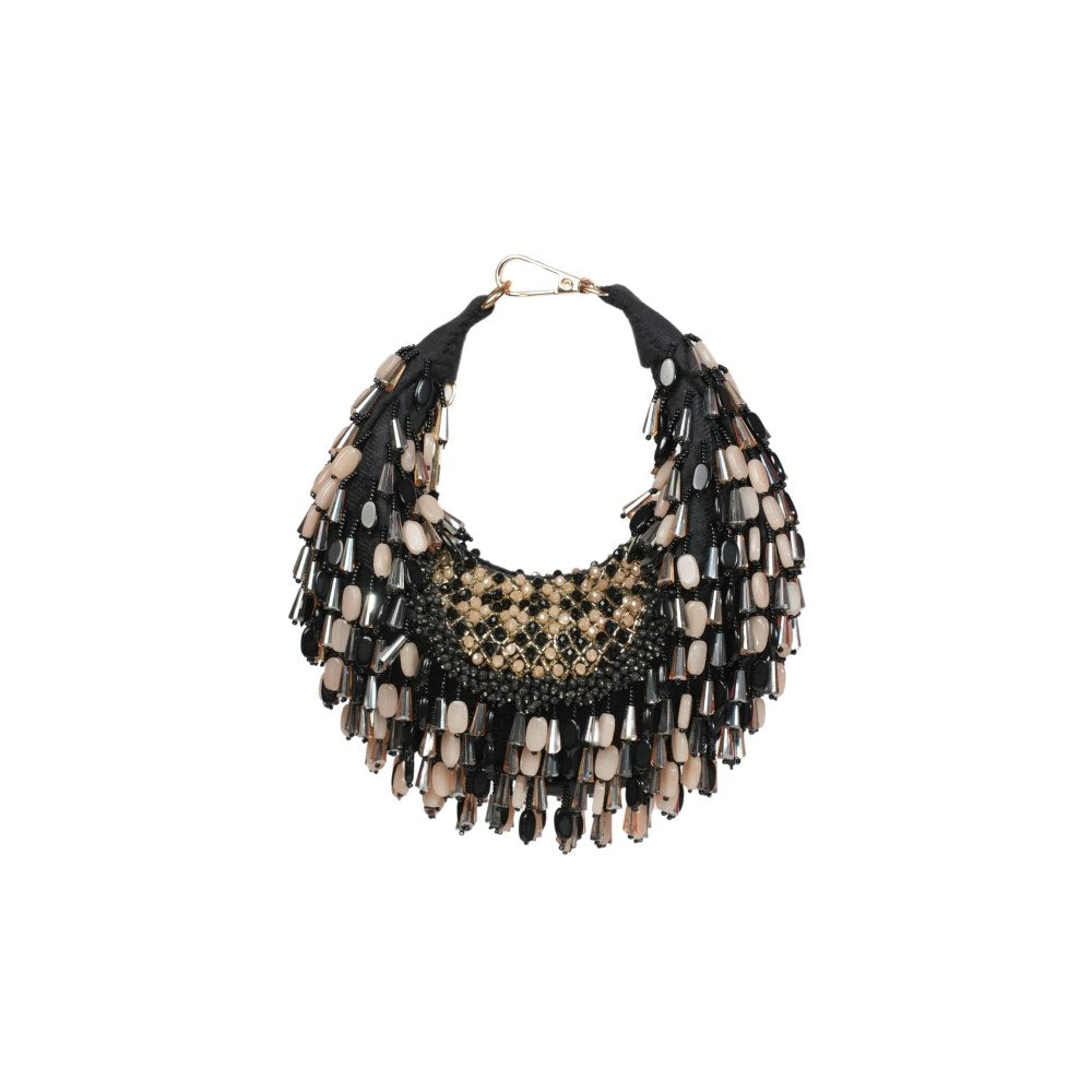 House Of Kosha Alara Black Pastel Suede Embellished Clutch