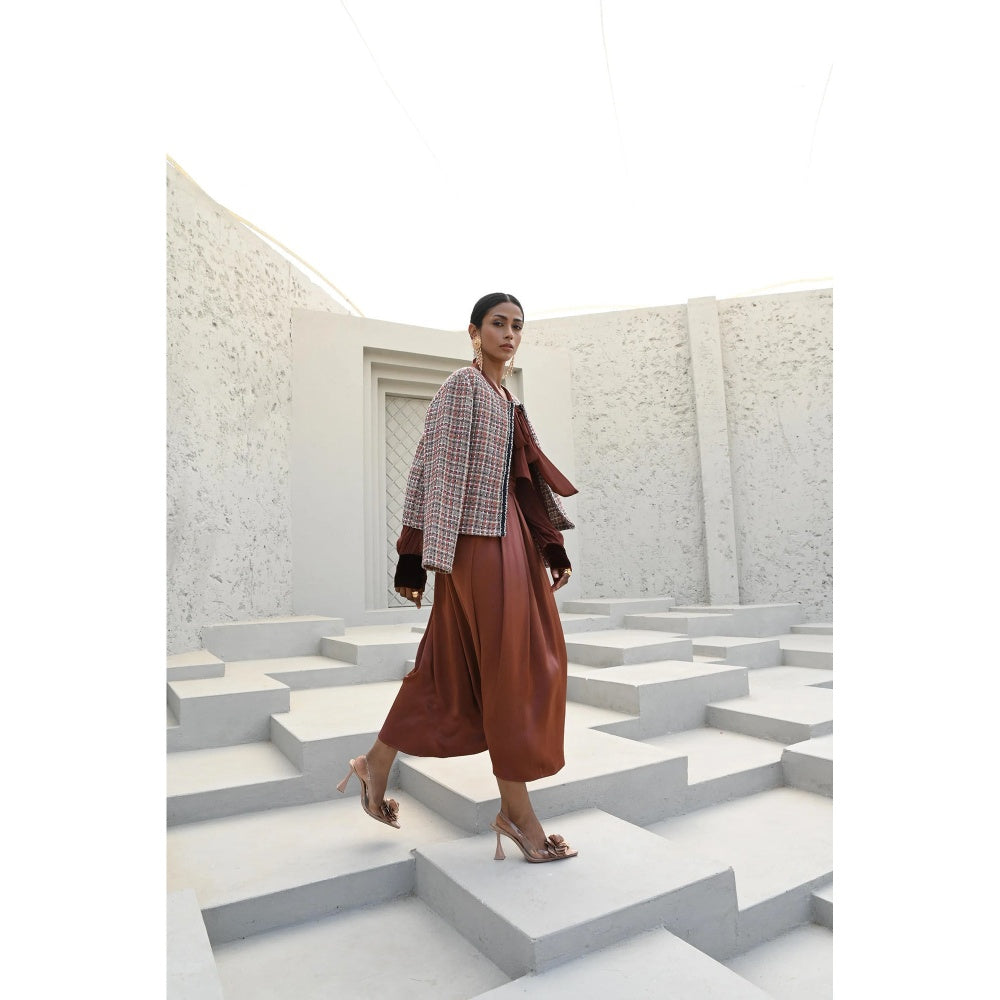 House of duti Orange Vivienne Frayed Edge Tweed Jacket