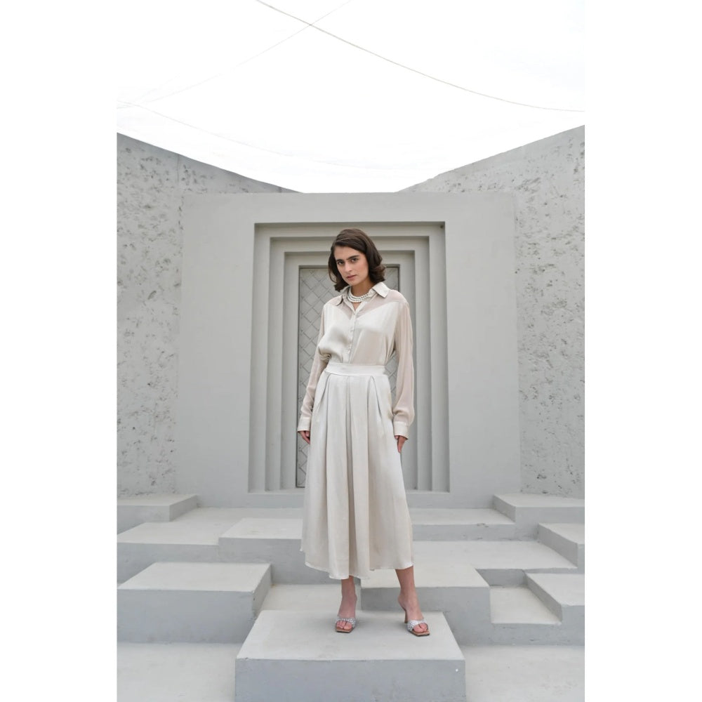 House of duti Ada Off White Solid Co-Ord (Set of 2)