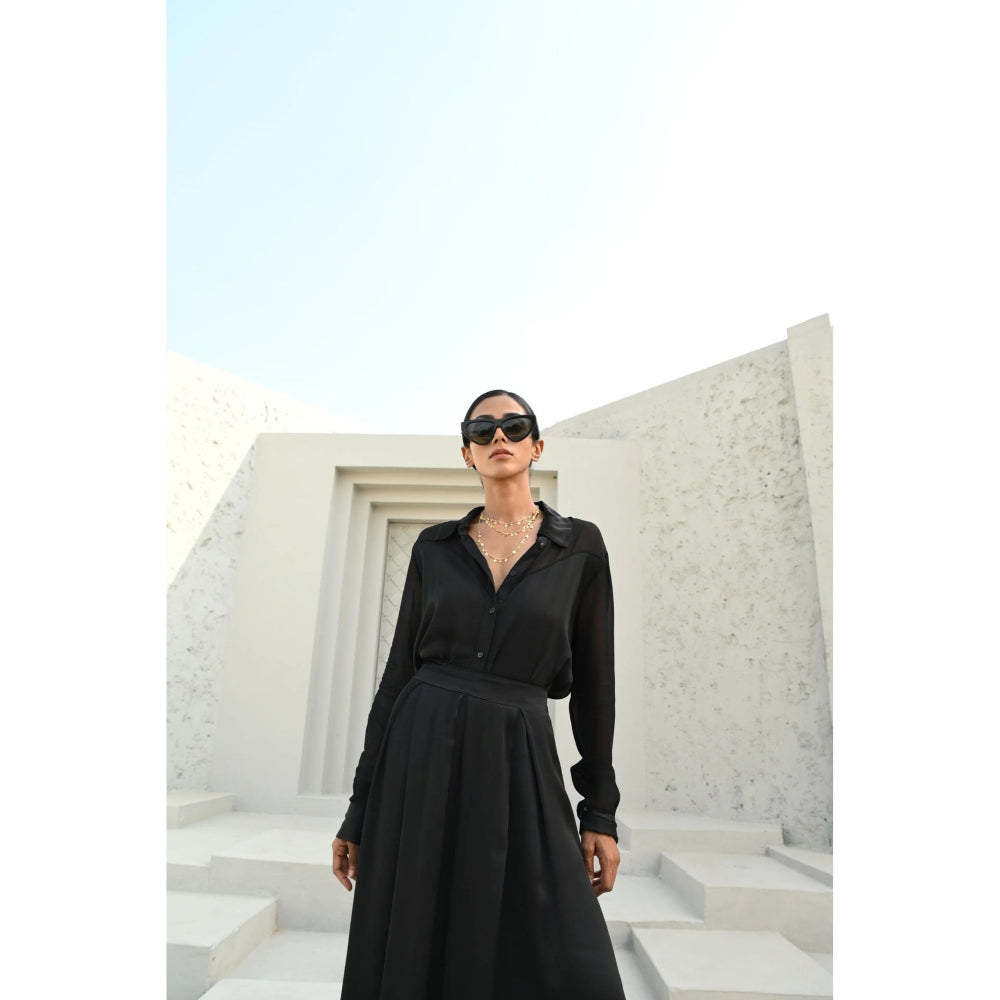 House of duti Ada Black Solid Co-Ord (Set of 2)