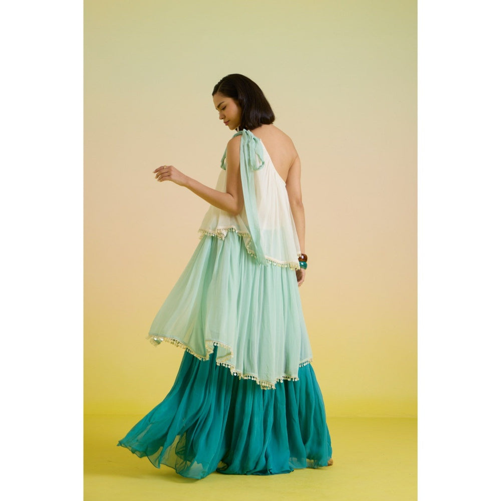 HOUSE OF HEATHER Blue Mint Cascade Tier Maxi Dress