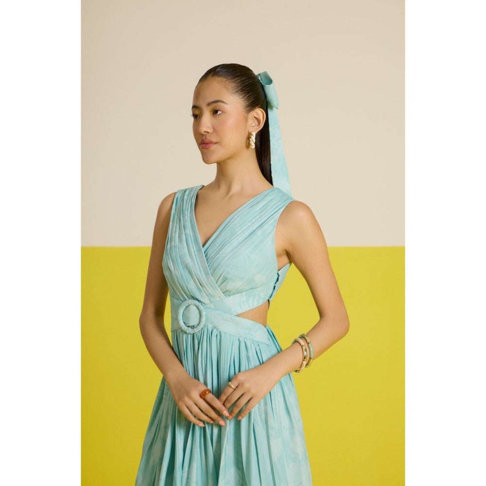 HOUSE OF HEATHER Blue Costabella Cutout Maxi Dress