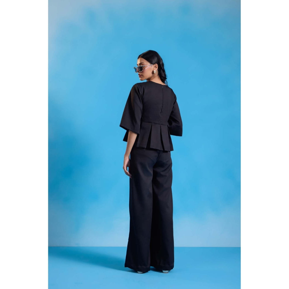 HOUSE OF HEATHER Starlit Noir Peplum Co-Ord Set - Black