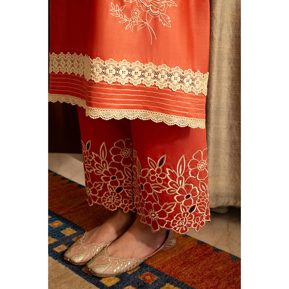 House of Inari Gulbahar Burnt Orange Pure Silk Co-Ord Set