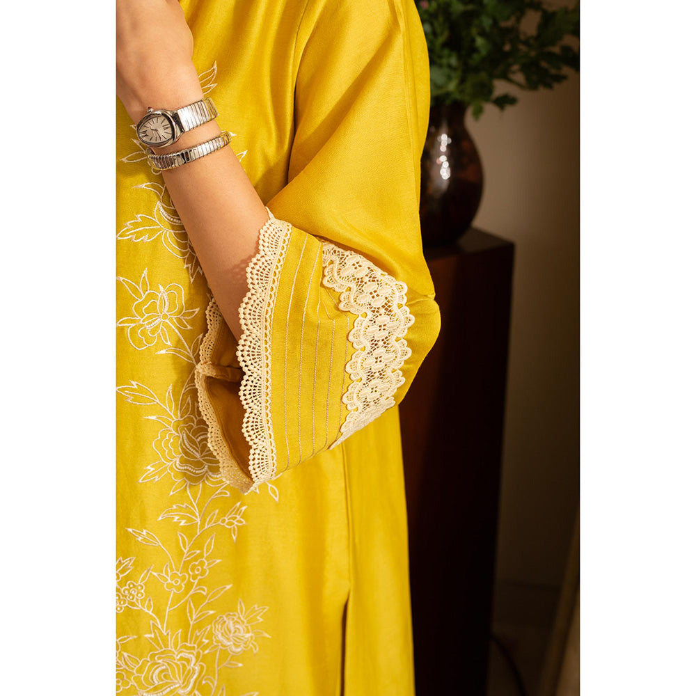 House of Inari Yellow Gulbahar Pure Silk Co-Ord Set