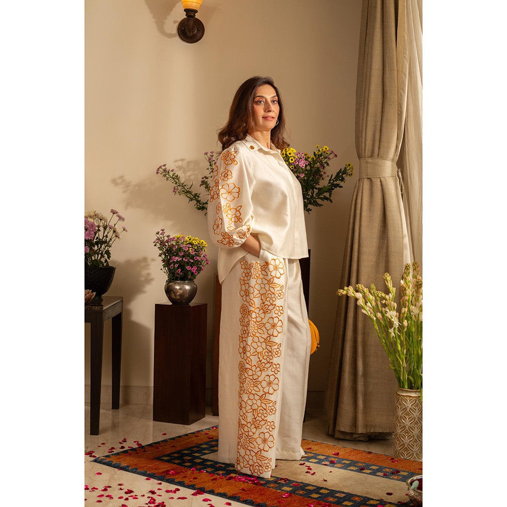 House of Inari Petunia Ivory Embroidered Indo Western Co-Ord Set
