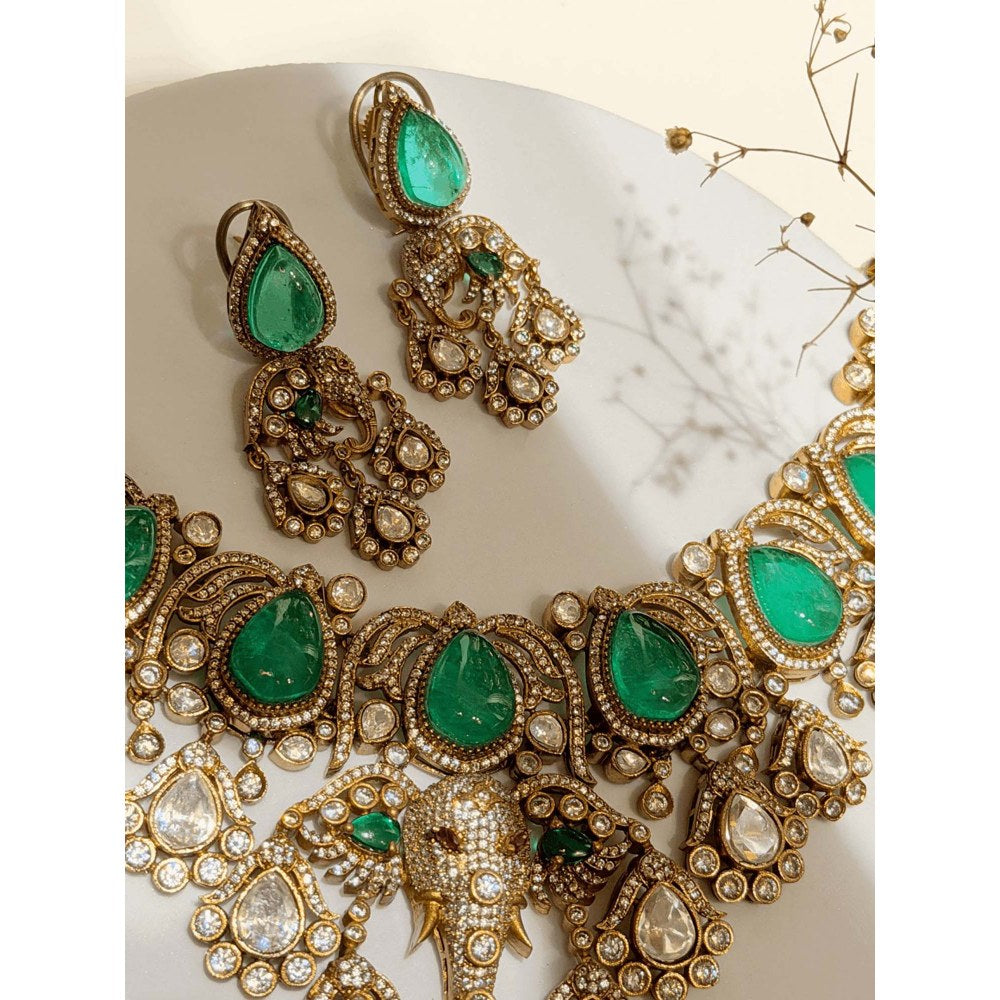 ILLUMINATE JEWELLERY Elephant Headed Necklace with Earrings