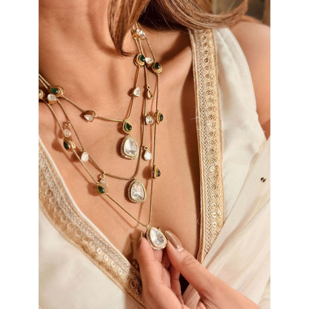 ILLUMINATE JEWELLERY Triple Line Necklace with Earrings