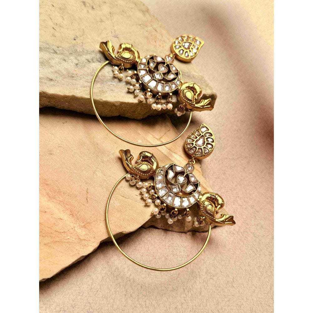 ILLUMINATE JEWELLERY Chandbali White Stone Earrings