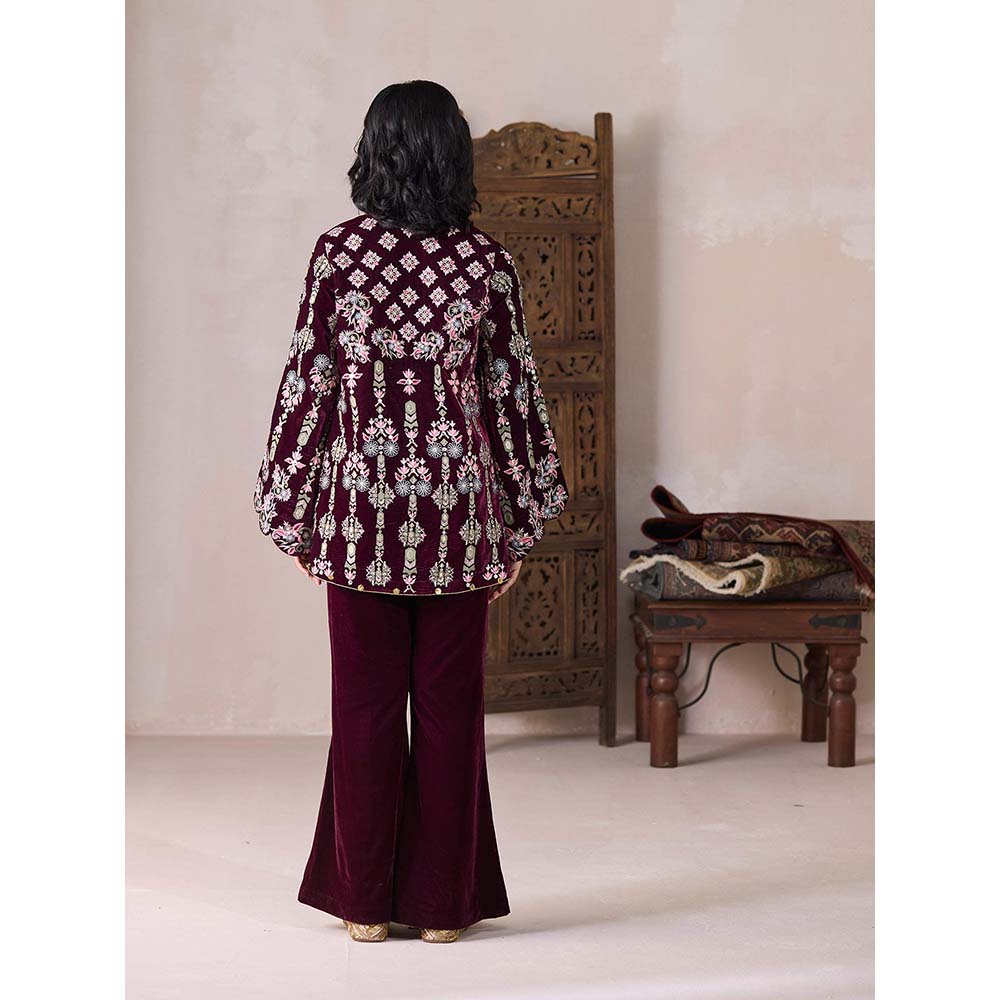 Inej Maroon Inej Kurti with Pant Co-Ord (Set of 2)
