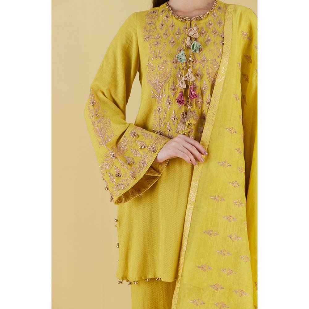 Inej Kashmiri Kurta in Corn Yellow with Pant (Set of 2)