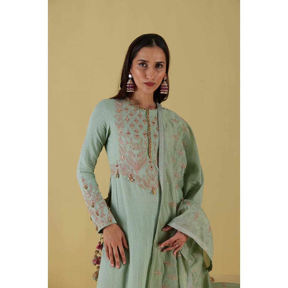 Inej Kurta Straight Sea Green Mint with Pant (Set of 2)