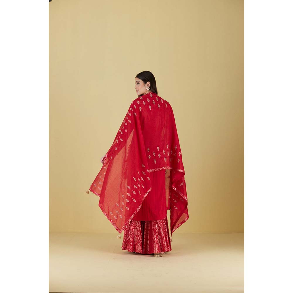 Inej Kurta Straight Red with Pant (Set of 2)