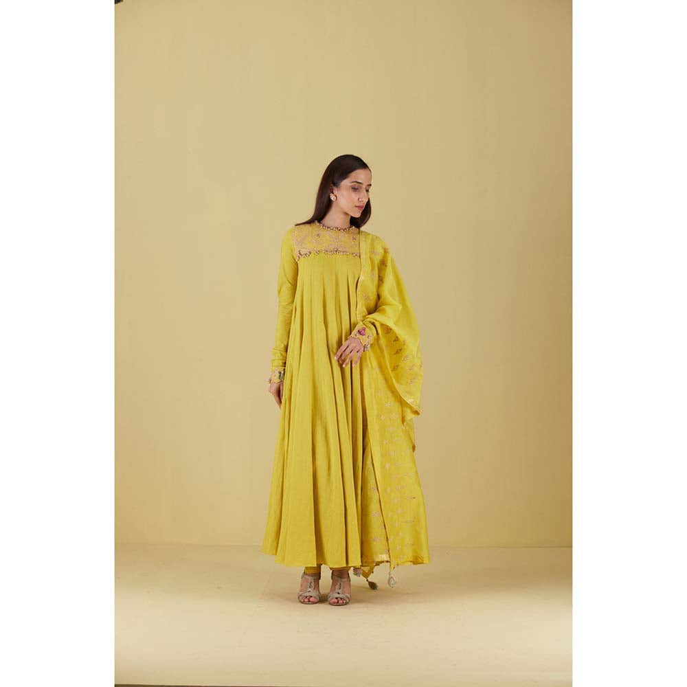 Inej Kurta Long Kali Corn Yellow with Pant (Set of 2)