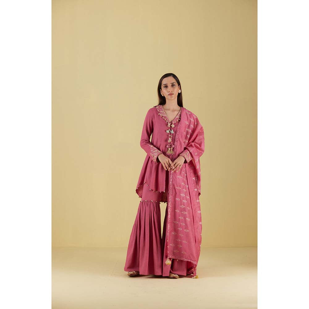Inej Coat Pearly Pink Kurta with Sharara (Set of 2)