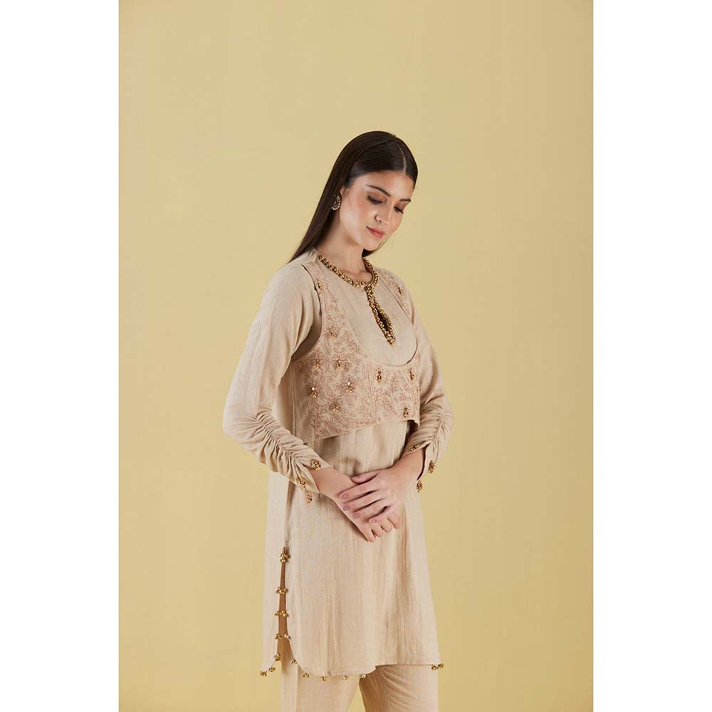 Inej Waist Coat Kurta Beige with Pant (Set of 2)