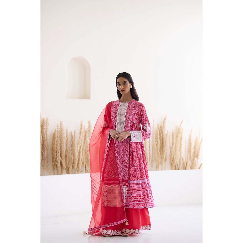 Inej Red Printed Dupatta