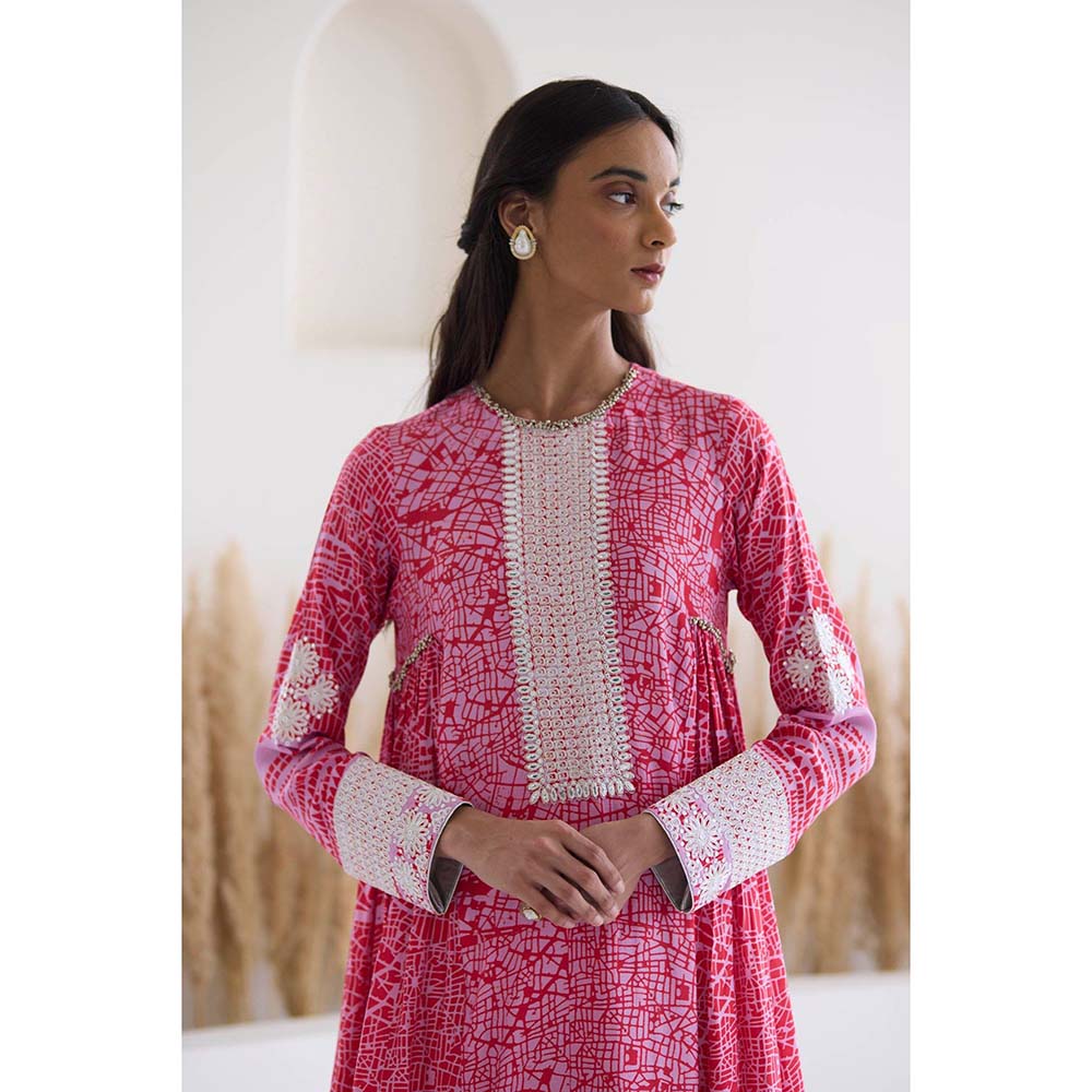 Inej Lakeer Pink Side gather Kurta with Palazzo (Set of 2)