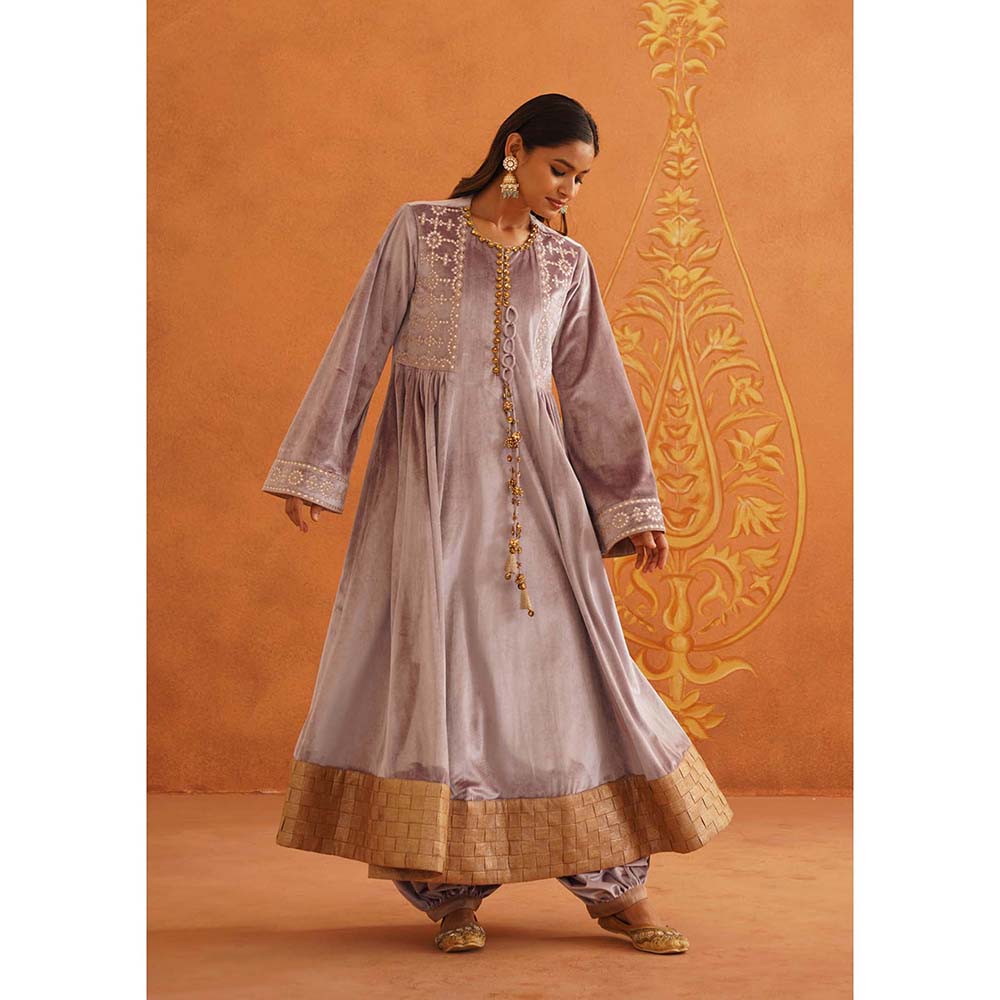 Inej Zeba Lavender Anarkali with Salwar and Dupatta (Set of 3)