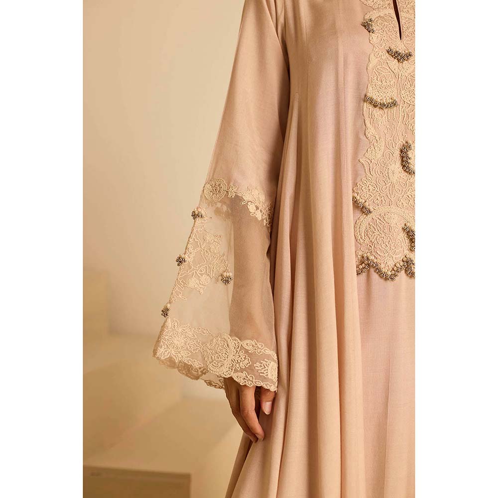 Inej Beige Anarkali with Pant and Dupatta (Set of 3)