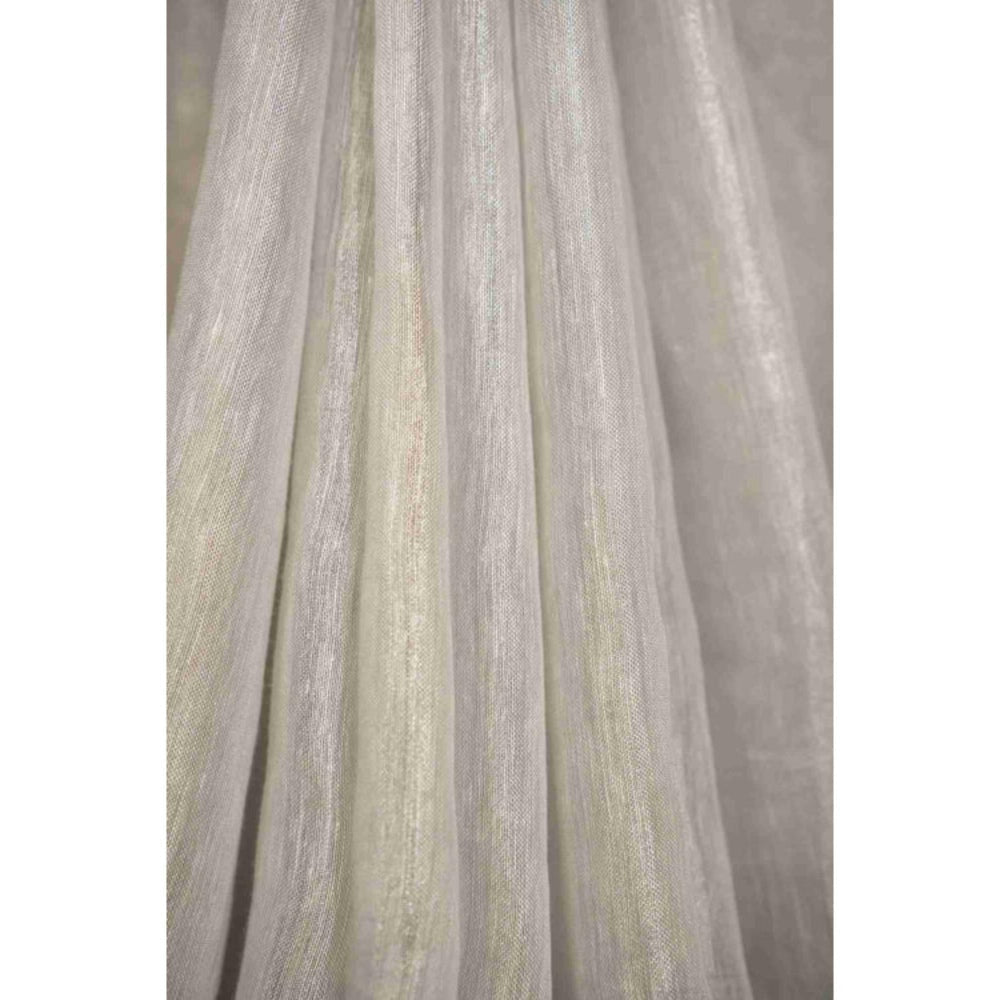 Isadora Life Womens Embroidered Mirror Work White Pre-Draped Saree With Unstitched Blouse