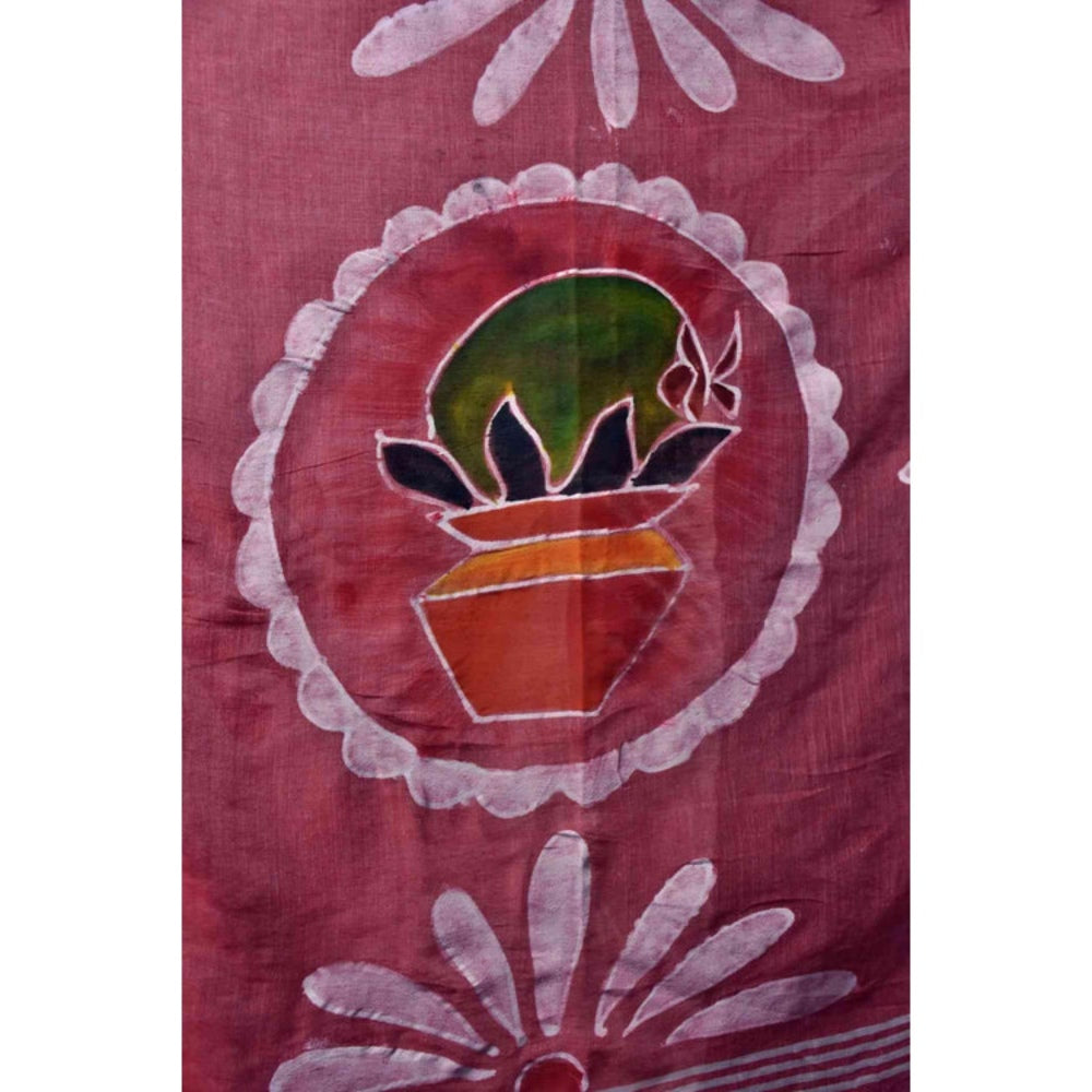 Isadora Life Womens Printed Tassels White Pre-Draped Saree with Unstitched Blouse