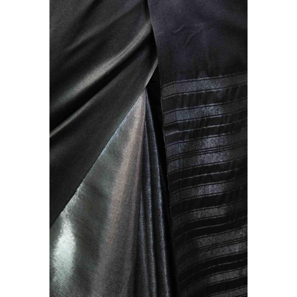 Isadora Life Womens Woven Grey Pre-Draped Saree with Unstitched Blouse