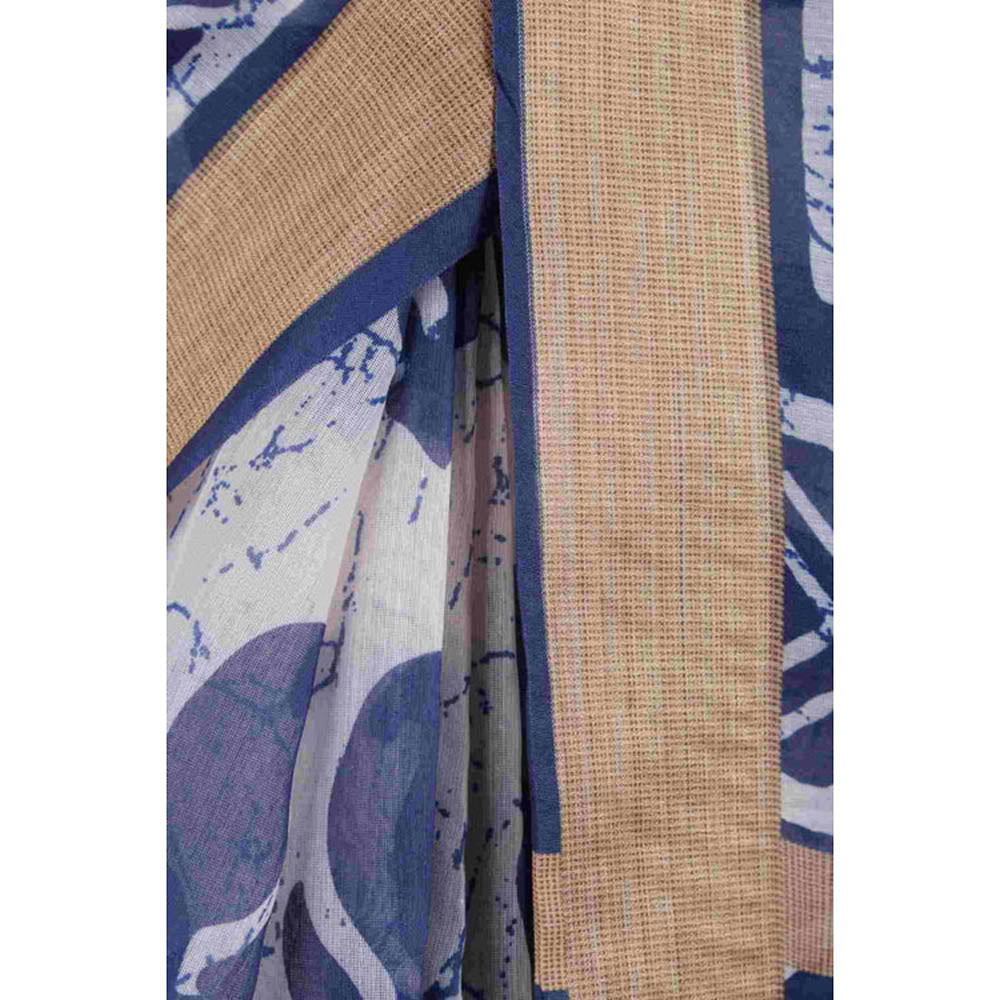Isadora Life Womens Printed Multi-Color Pre-Draped Saree With Unstitched Blouse