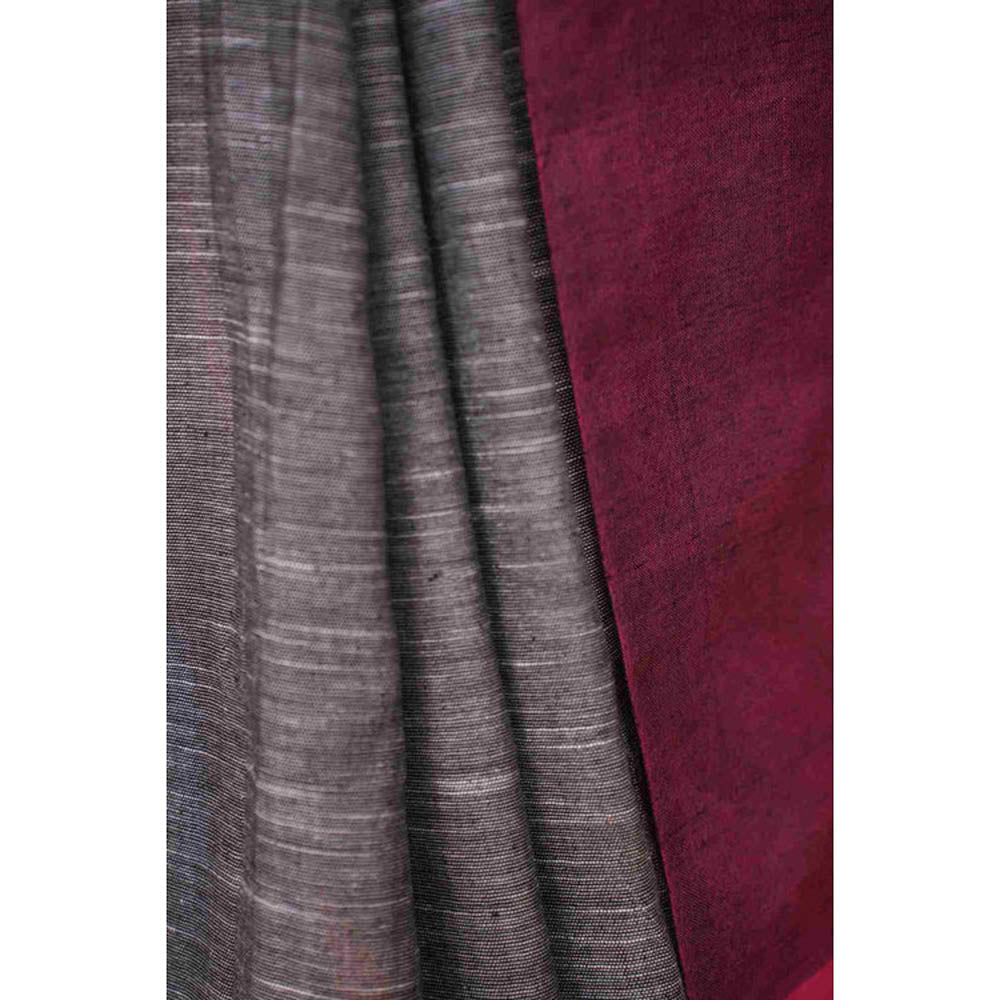 Isadora Life Womens Woven Tassels Grey Pre-Draped Saree With Unstitched Blouse