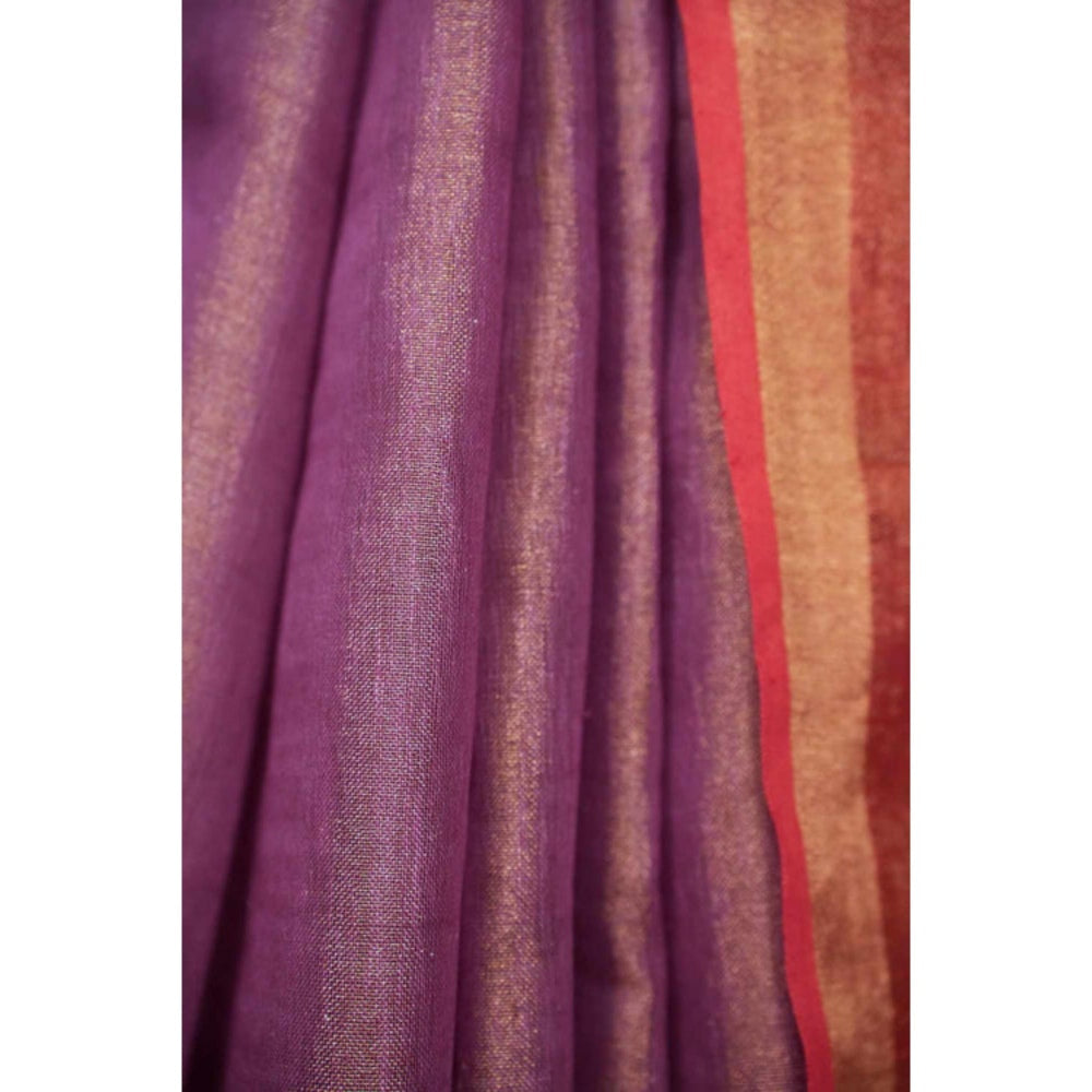 Isadora Life Womens Ombre Tassels Purple Pre-Draped Saree With Unstitched Blouse