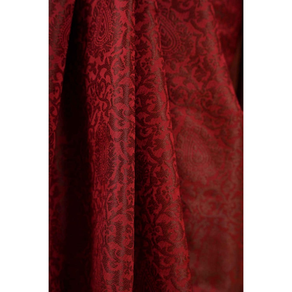 Isadora Life Womens Woven Maroon Pre-Draped Saree With Unstitched Blouse