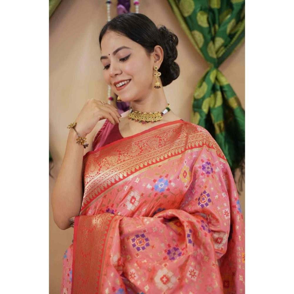 Isadora Life Womens Woven Tassels Multi-Color Pre-Draped Saree With Unstitched Blouse