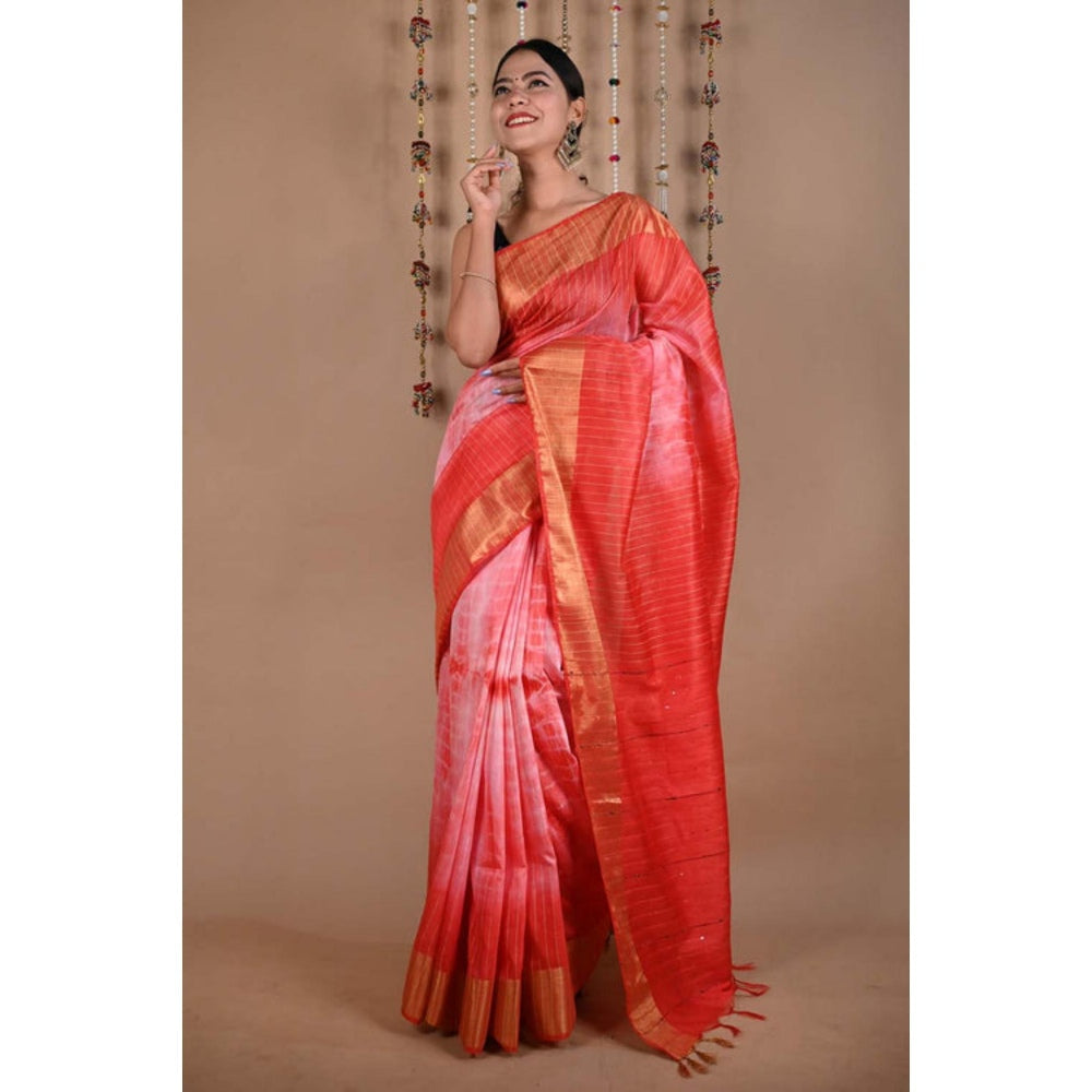 Isadora Life Womens Sequined Tassels Multi-Color Pre-Draped Saree With Unstitched Blouse