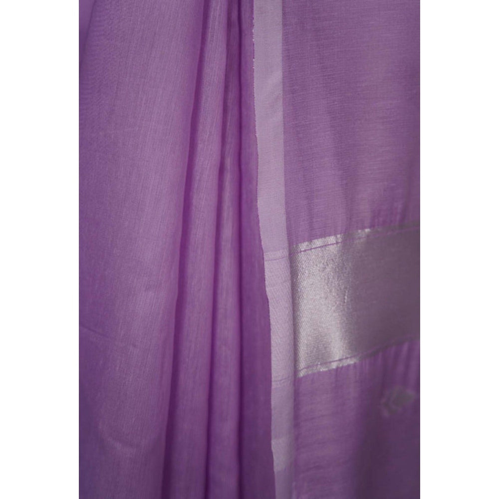 Isadora Life Womens Solid Zari Purple Pre-Draped Saree with Unstitched Blouse
